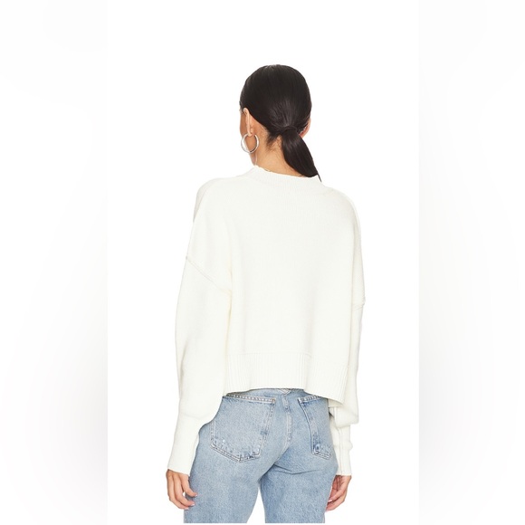 Free People Ivory Crewneck Boxy Knit Sweater - Picture 3 of 4